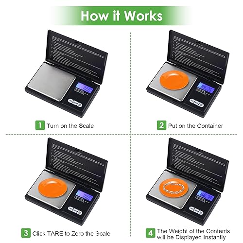 Miniatura 5 de Báscula digital de gramos, 7.05 oz x 0.00 oz, báscula de bolsillo con pantalla LCD, báscula de cocina portátil para alimentos, joyas, oro, plata