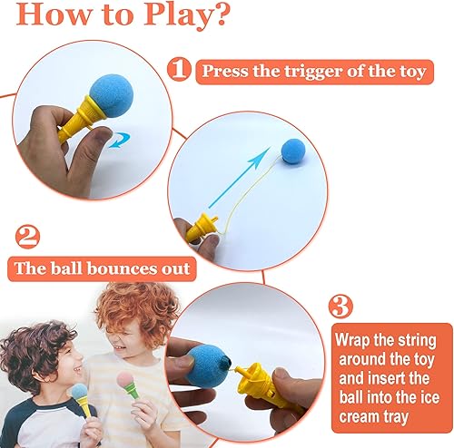 Miniatura 3 de 24 lanzadores de bolas de espuma de helado de 4 pulgadas, mini juguetes de disparo de cono de helado para niños, premio de carnaval, recuerdos de
