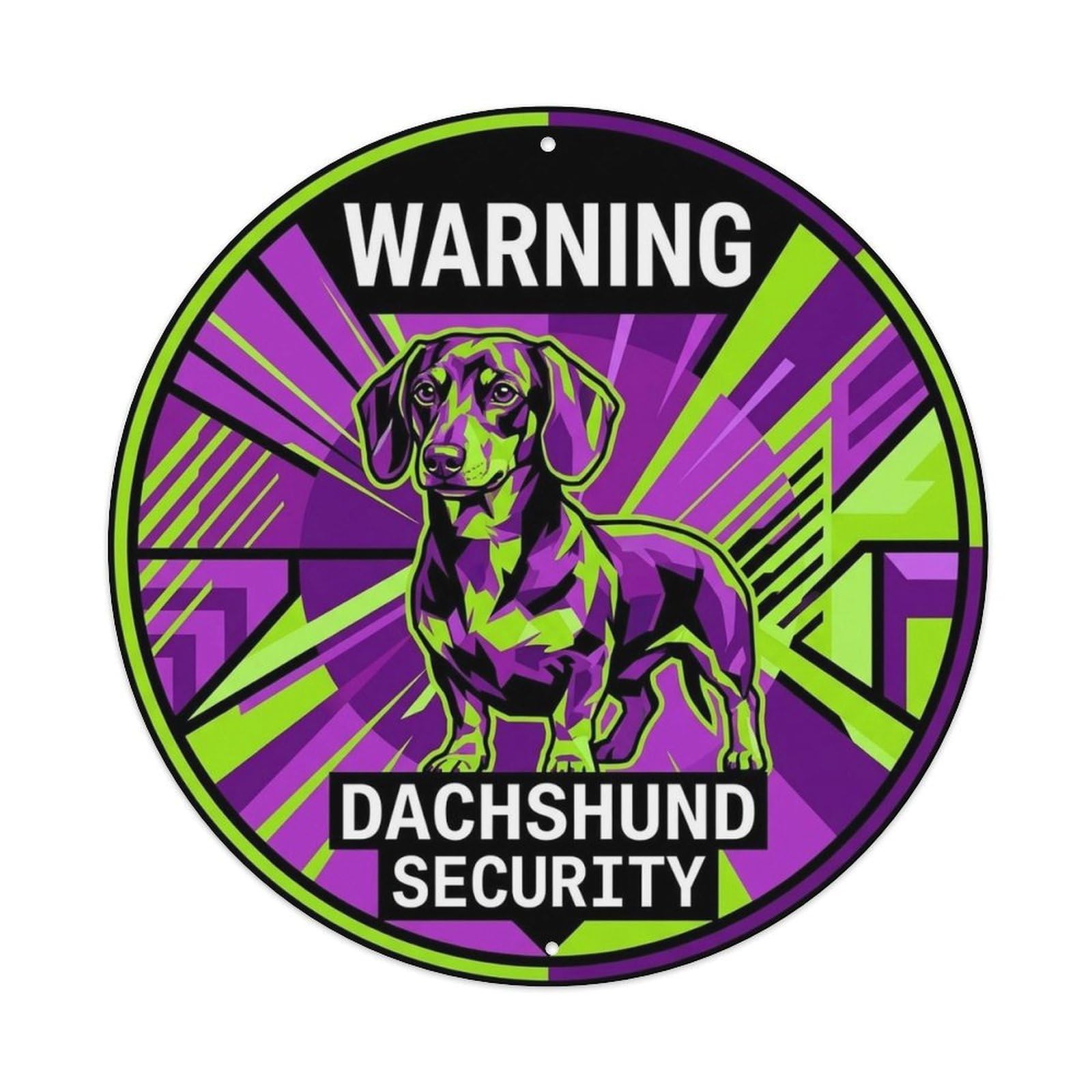 Dachshund Security Warning Modern Graphic Metal Tin Sign