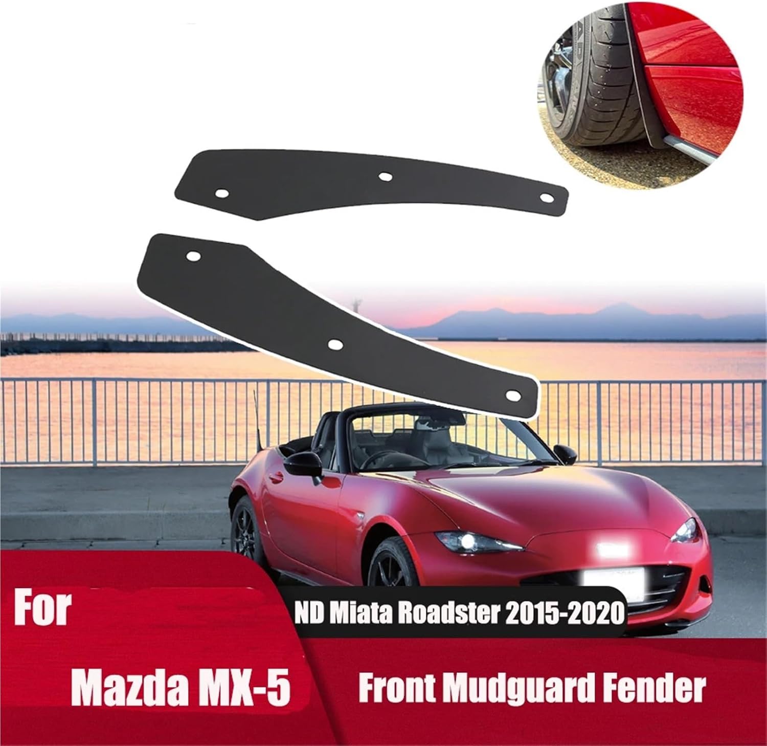 Car Front Mudguard Fender Splash Guards Mud Flaps，Compatible With Mazda MX-5 ND MX5 Miata Roadster 2015-2020