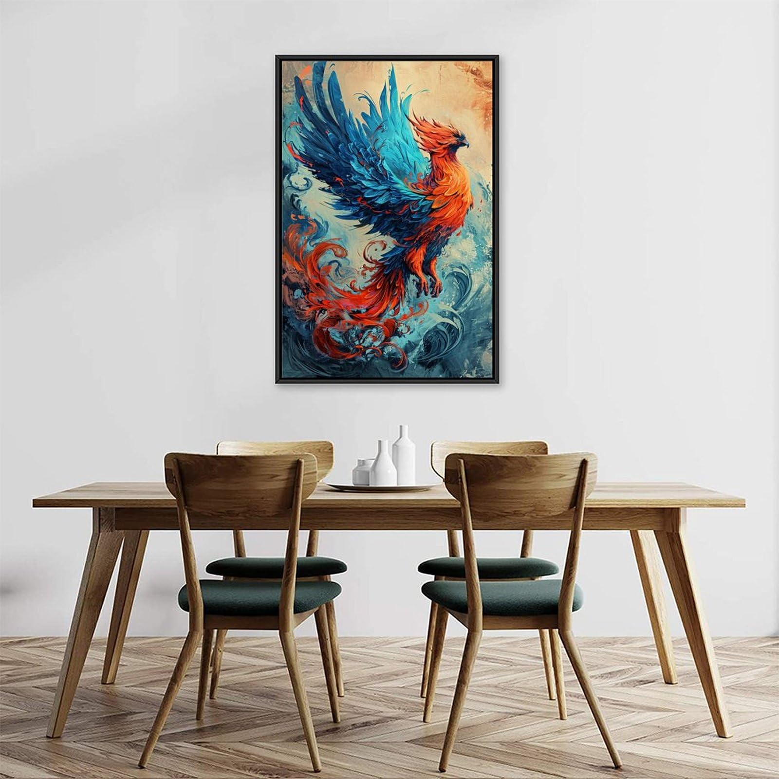 Amazon.co.jp: 絵画 飛ぶ赤と青のフェニックス アートパネル ポスター