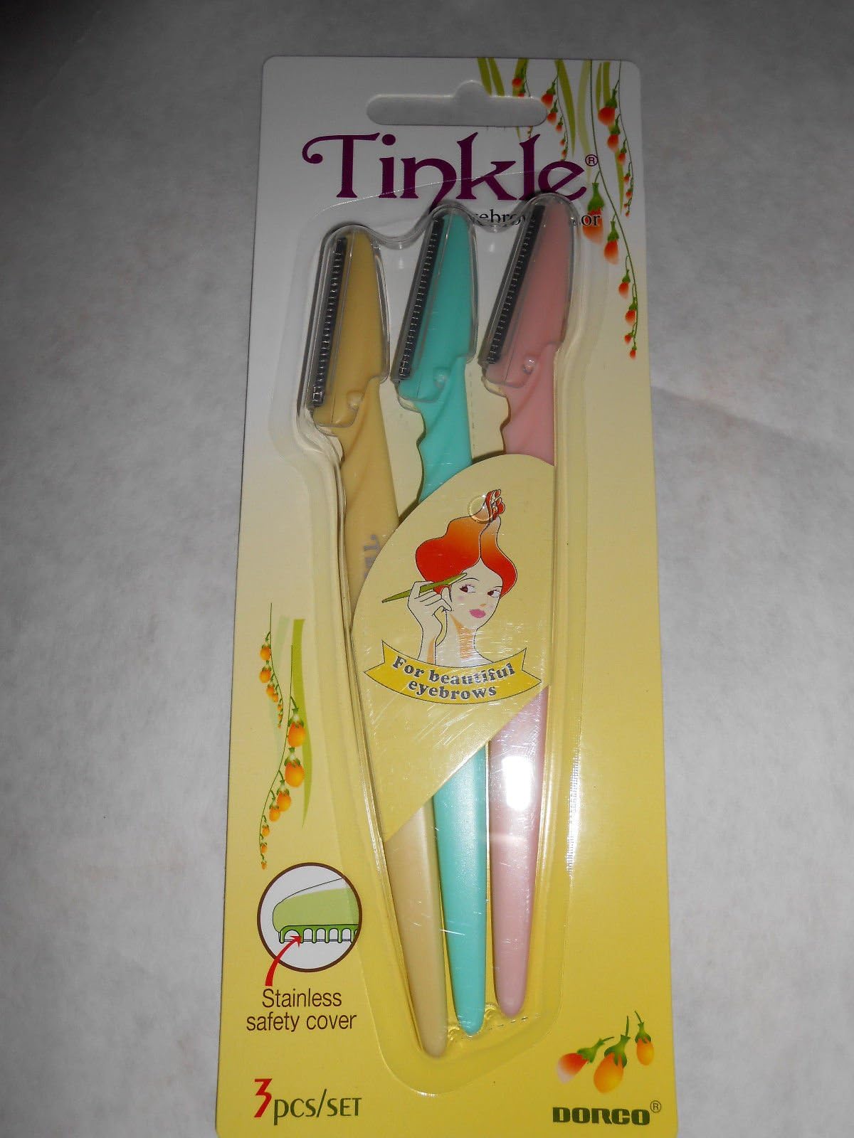 3 Pcs Tinkle Eyebrow Razor Stainless Shaver Trimmer for Shave Face Neck Leg Hair
