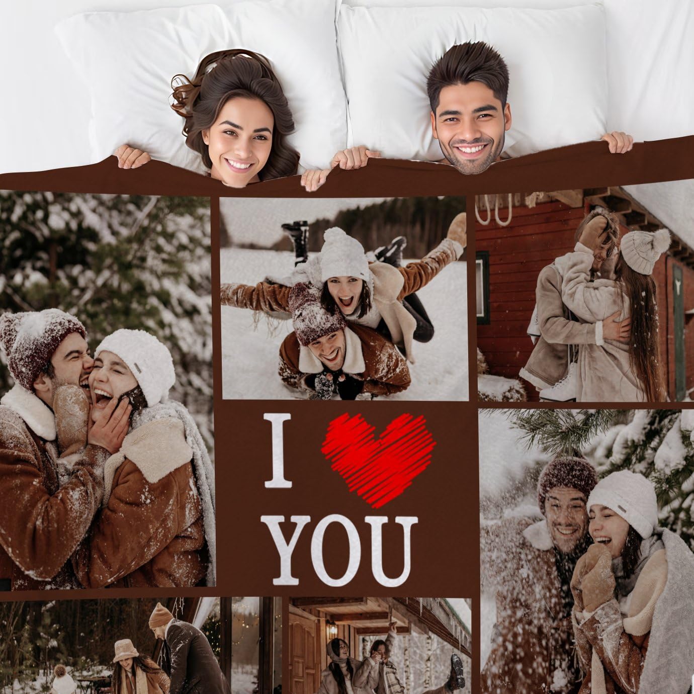 Manta personalizada con 6 fotos para cama o sofá, regalo personalizado para novio, novia, cumpleaños personalizado para él y ella