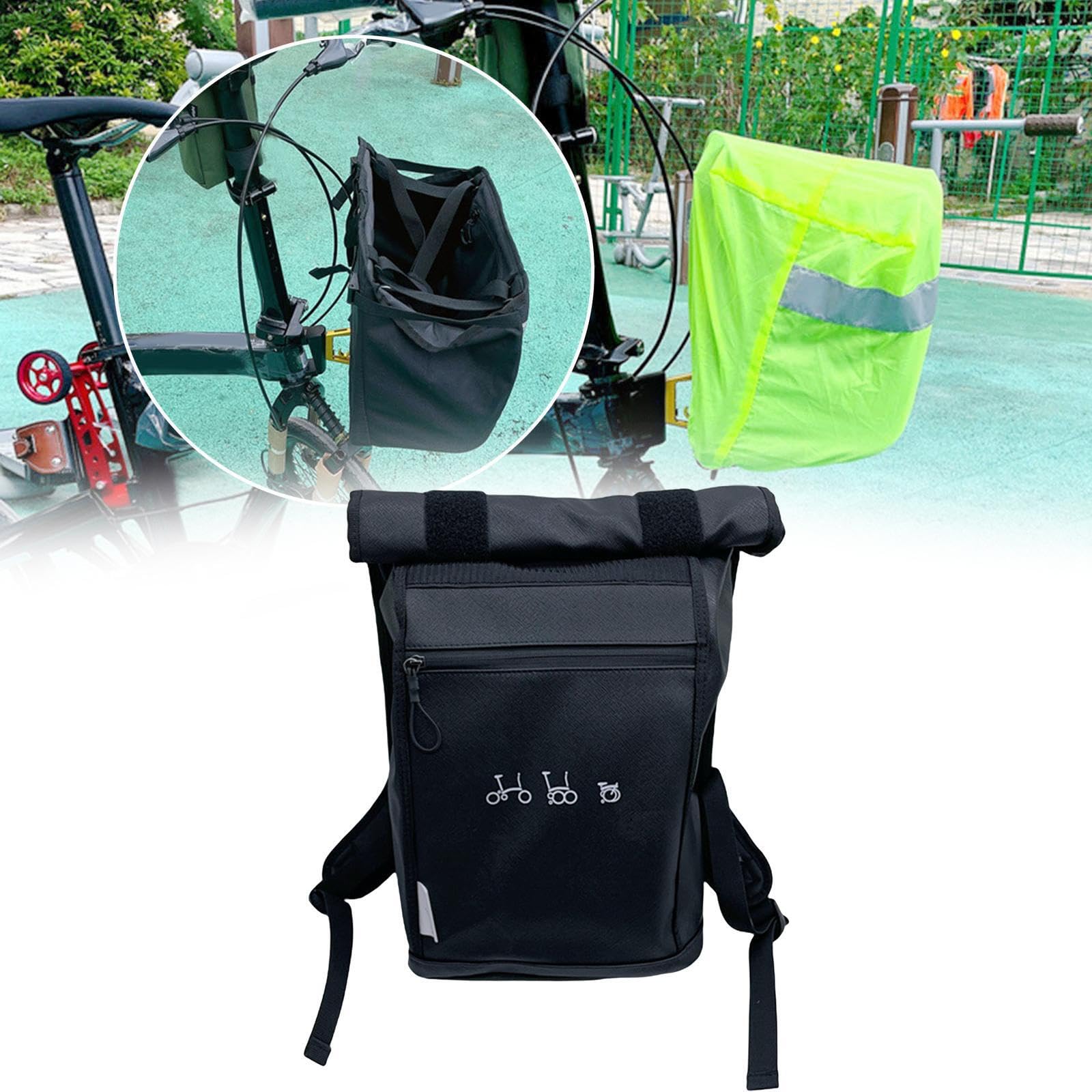 Cesta delantera plegable para bicicleta, elegante y desmontable, ideal para mochilas de bicicleta y almacenamiento de accesorios de ciclismo al aire libre, con funda