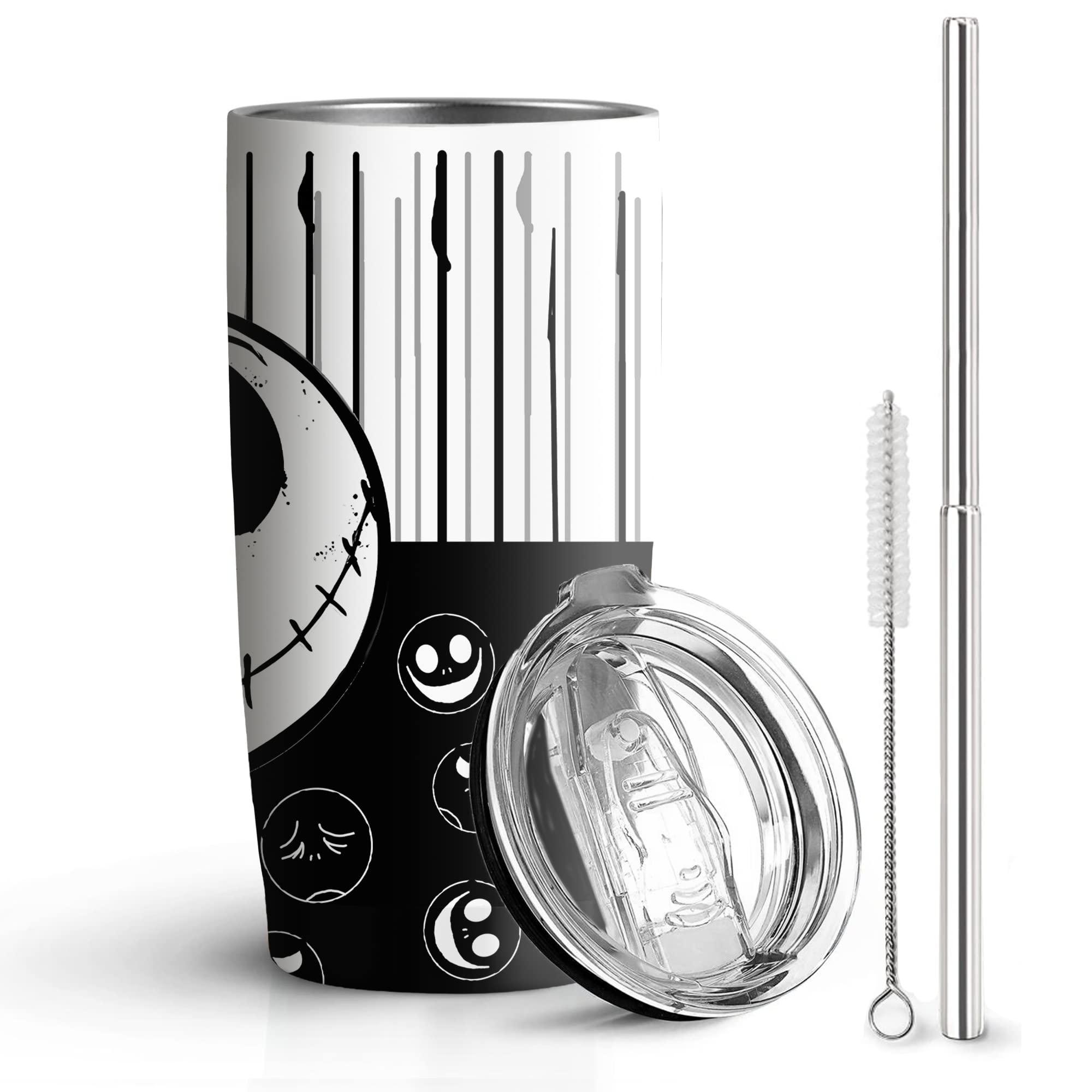 Hualvbul Skull 20 Oz Stainless Steel Tumbler Leak Proof Tumbler with Straw and Lid, Travel Coffee Mug for Home Outdoor, Thermal Cups for Hot and Cold