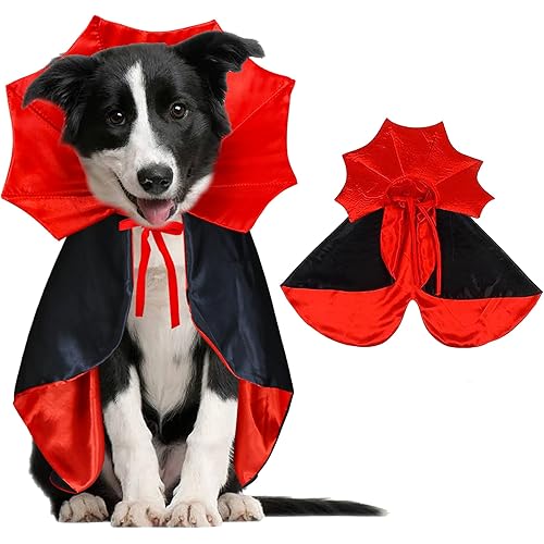 Dog Halloween Costumes, Dog Vampire Cloak Costume Devil Vampire Cloak Cape Halloween Costumes for Small Medium Large Dogs Pets (Small)