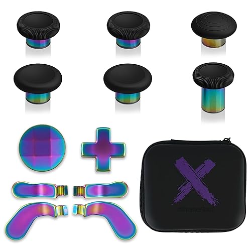 eXtremeRate 13 in 1 Palette Paddles Levette Analogiche Dpad Metallo per Xbox Elite Series 2 Wireless Controller,Analogici Magnetici Tasti per Xbox Elite Series 2 Joystick-Arcobaleno Blu&Viola - Arcobaleno Blu Viola