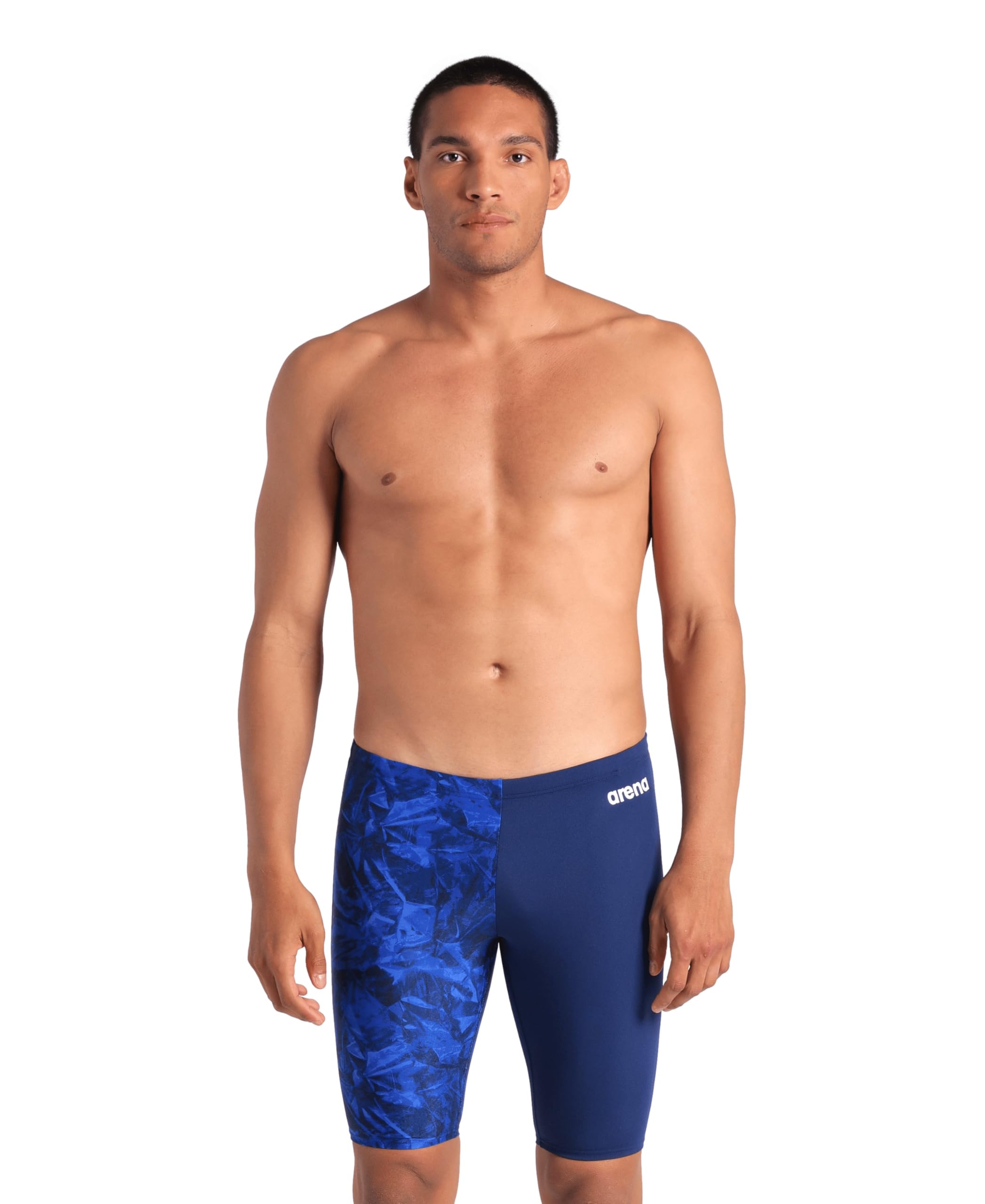 Arena Men's Performance Crackle Swim Jammer Athletic Swimwear Professional Swimsuit Trunks, Navy/Team Navy, 22