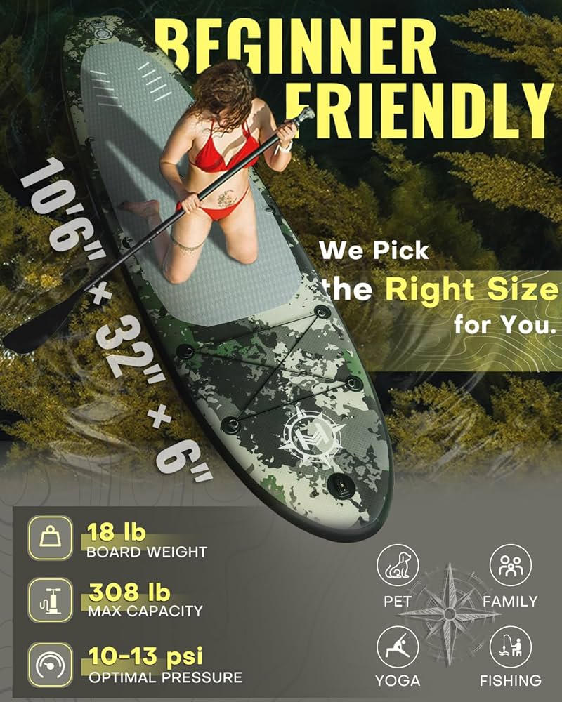 HeyBoard SUPボード 迷彩デザイン セット Amazon.com : 2-Pack HEYBOARD Inflatable Stand Up Paddle Board 10'6