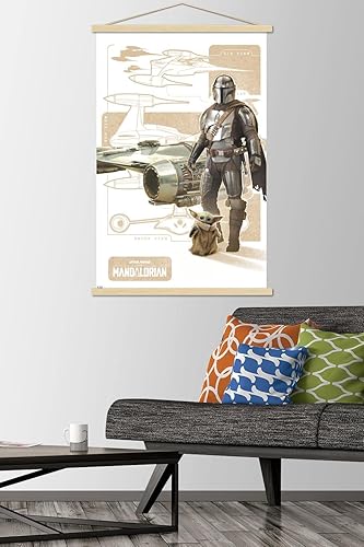 Miniatura 2 de Trends International Star Wars The Mandalorian Temporada 3 - Póster de pared de caza estelar N1 con marco magnético
