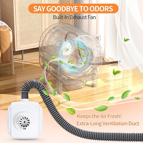 Miniatura 4 de Caja de arena autolimpiante, caja de arena automática para gatos de 68 L para múltiples gatos, robot con doble protección de seguridad, control de