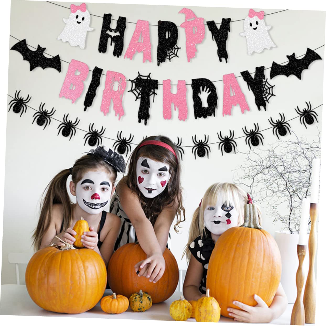 TOPBATHY 5 Juegos de cumpleaños banner de cumpleaños de fiesta de halloween banderín de Decoración fiesta Halloween decoración de Papel