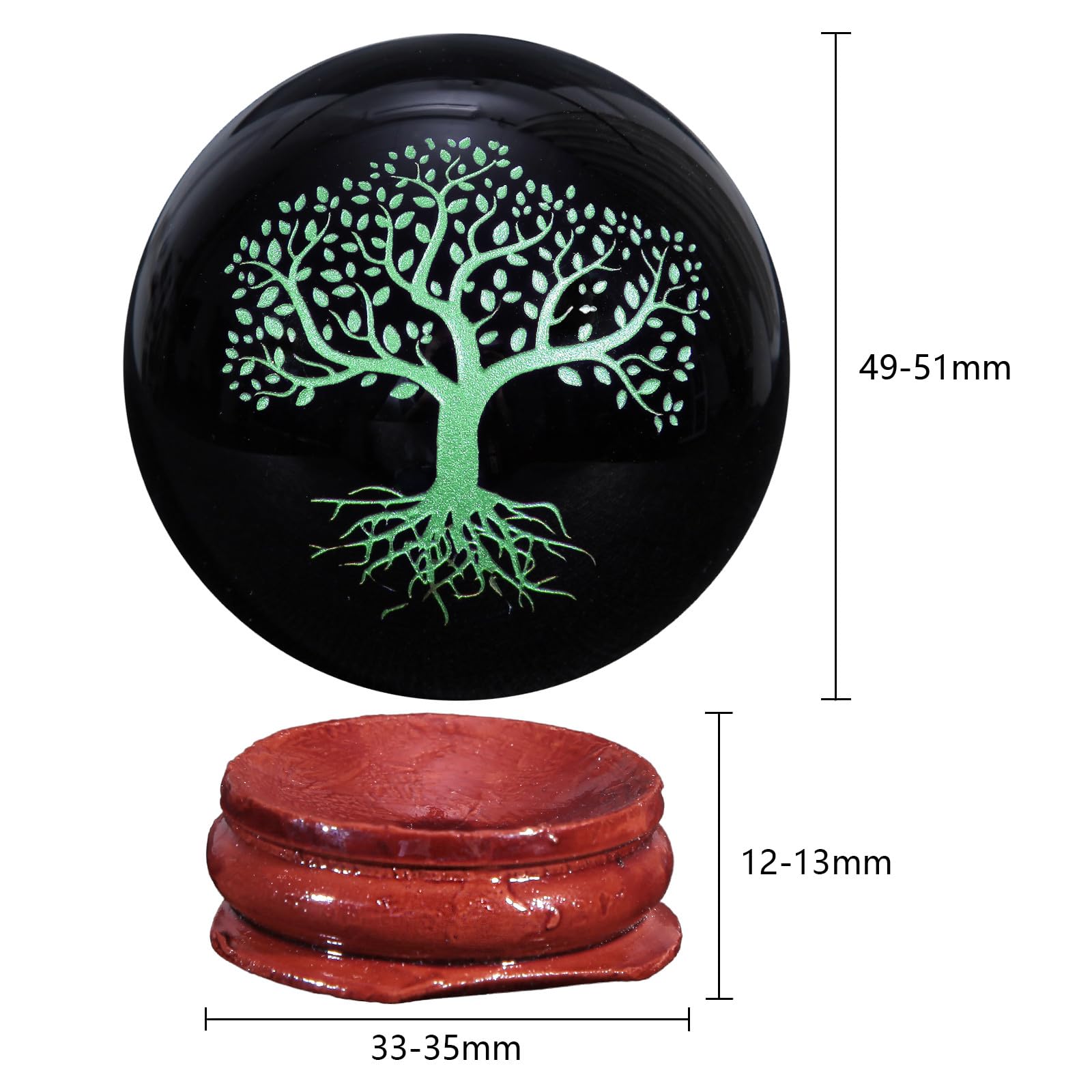 mookaitedecor Engraved Tree of Life Symbol Black Obsidian Crystal Ball Sphere Ornament with Wooden Stand - Image 2