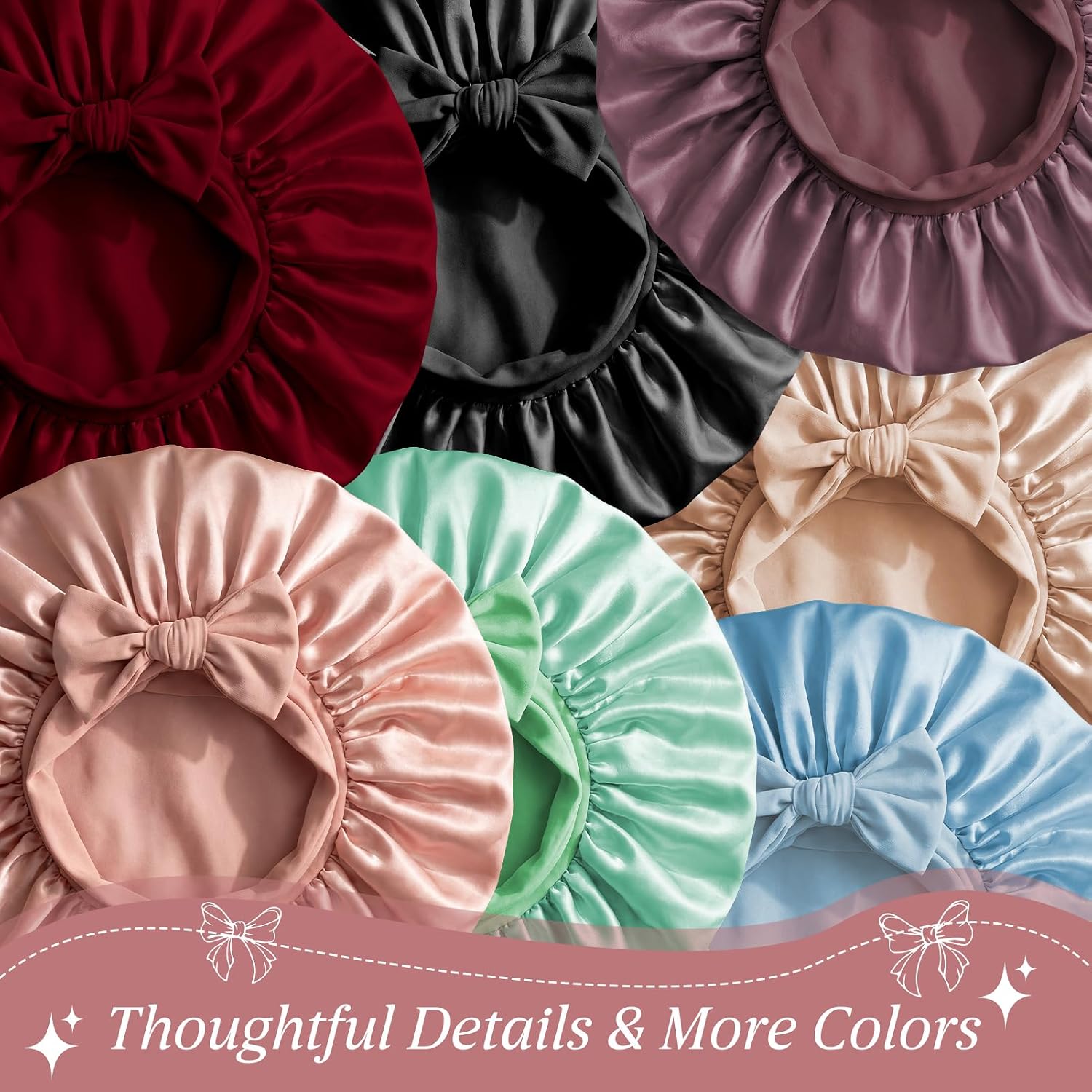 VarCozy Adjustable Satin Bonnet for Sleeping, Double Layer Non-Slip Hair Wrap with Tie Band for Curly, Braids & Natural Hair