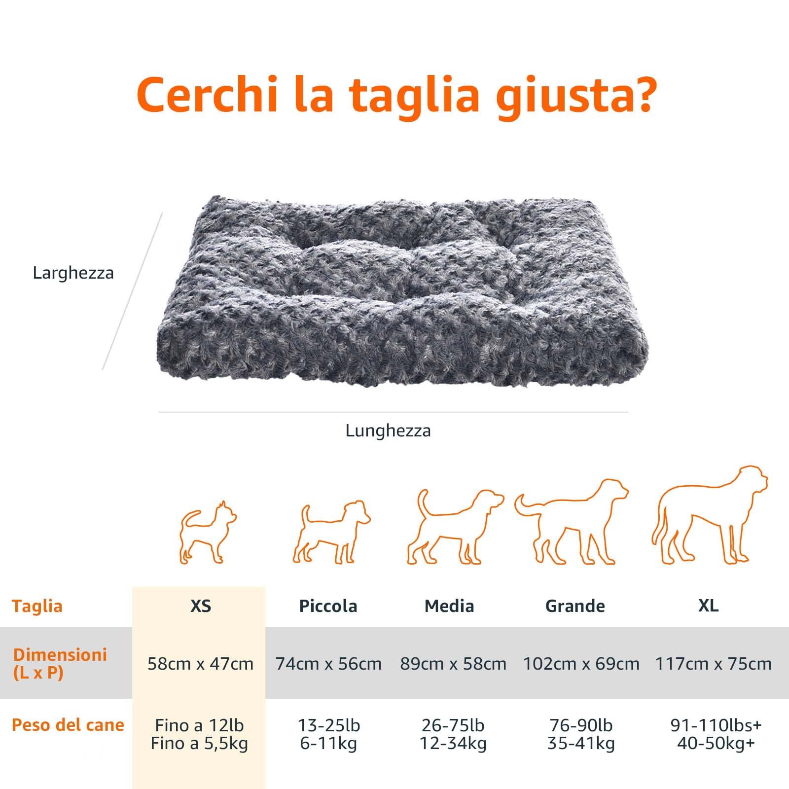 Amazon Basics Lavabile in lavatrice Materassino per Cane animali domestici, grigio con motivi a spirale, L 58 x P 46 x H 6 cm