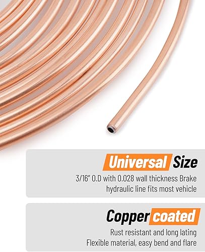 Miniatura 3 de Kit de línea de freno con revestimiento de cobre 316 de 25 pies (incluye 16 accesorios y 4 uniones de línea de freno) + kit de herramientas de doble