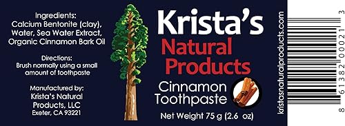 Miniatura 3 de Pasta dental orgánica con canela hecha por Krista's Natural Products - 75 g (2.6 oz)