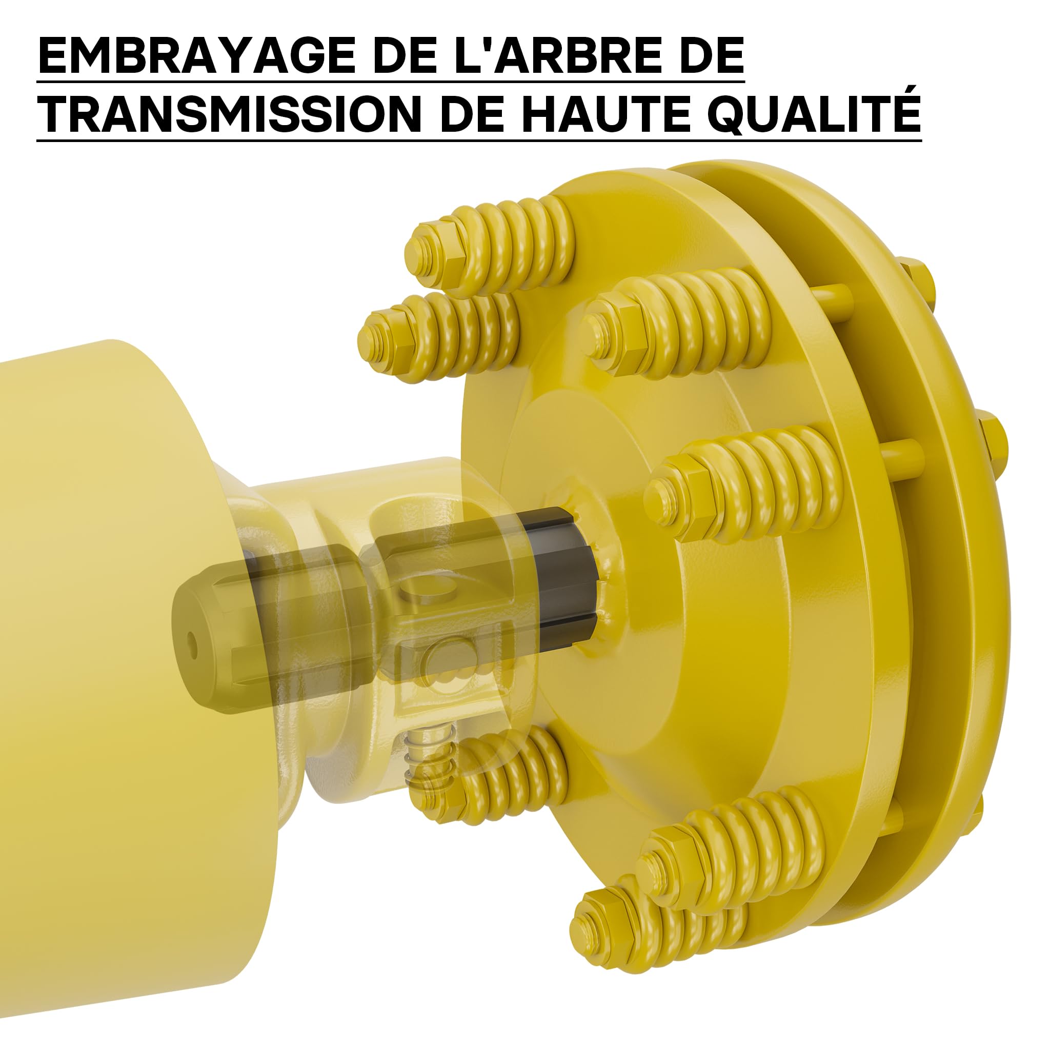WilTec Embrayage de Cardan - 6 Dents / 1 3/8" (34,9 mm) / Filets Femelle et Mâle / 1200 Nm Max. - Raccord pour Arbre de Transmission - Couleur Jaune