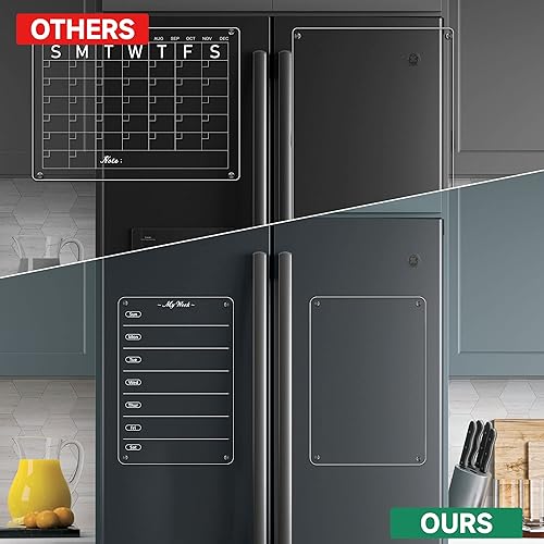 Miniatura 3 de Calendario acrílico transparente para nevera, planificador semanal de comidas, magnético de 9 x 13 pulgadas, pizarra de borrado en seco, calendario