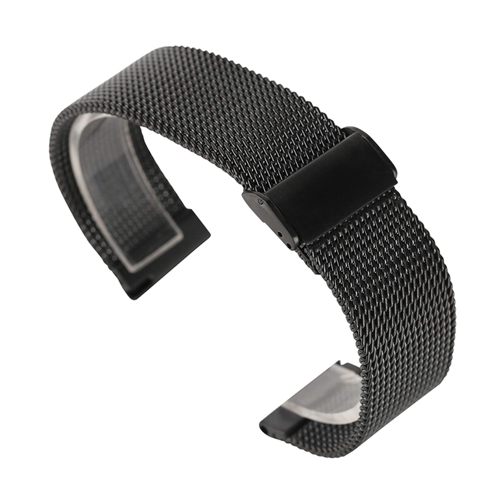 18/20/22mm Siatka ze stali nierdzewnej Watch Band Zwart/Zilver/Rose Goud Pasek z haczykiem Klamra Męski zegarek zamienny (Kolor: Zwart, Rozmiar: 18mm)