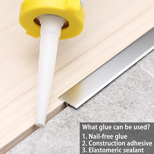 Miniatura 4 de Trimold 3 tiras de aluminio para moldura en T y transición de piso, tira divisora plana para umbral de puerta y unión de huecos de suelo de azulejos