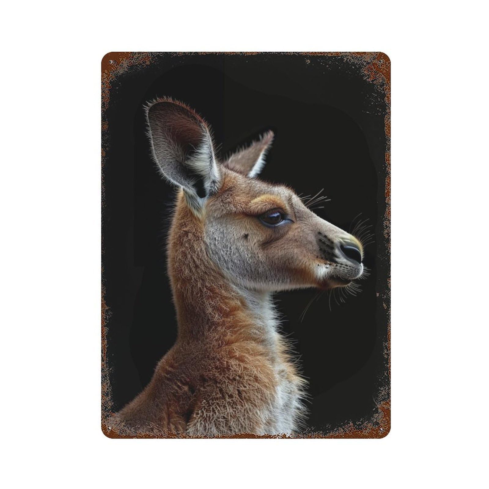 Rust Effect Kangaroo Weathered Tin Sign 15.7"x11.8", Shabby Chic Decor for Patio, Garden Room And Bar Decor