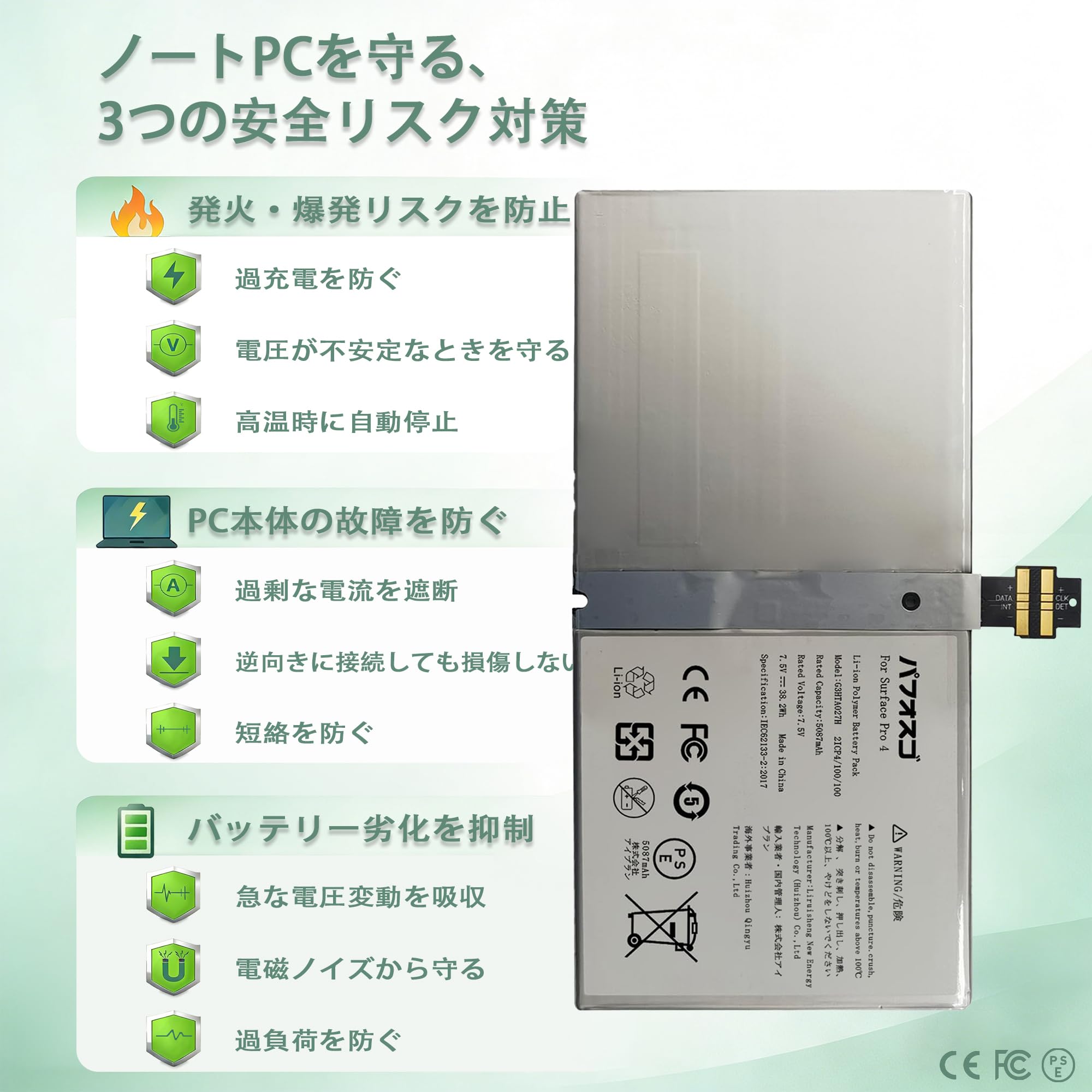 Amazon.co.jp: パフォスゴ for Microsoft Surface Pro 4 バッテリー