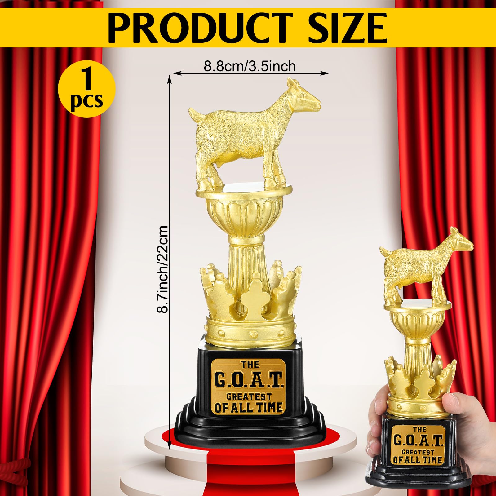 Landical Trofeo de cabra G. O. A. T Greatest of All Times, divertido regalo de agradecimiento para jefes, compañeros de trabajo, ganadores de la liga de amigos, regalos de reconocimiento de campeones