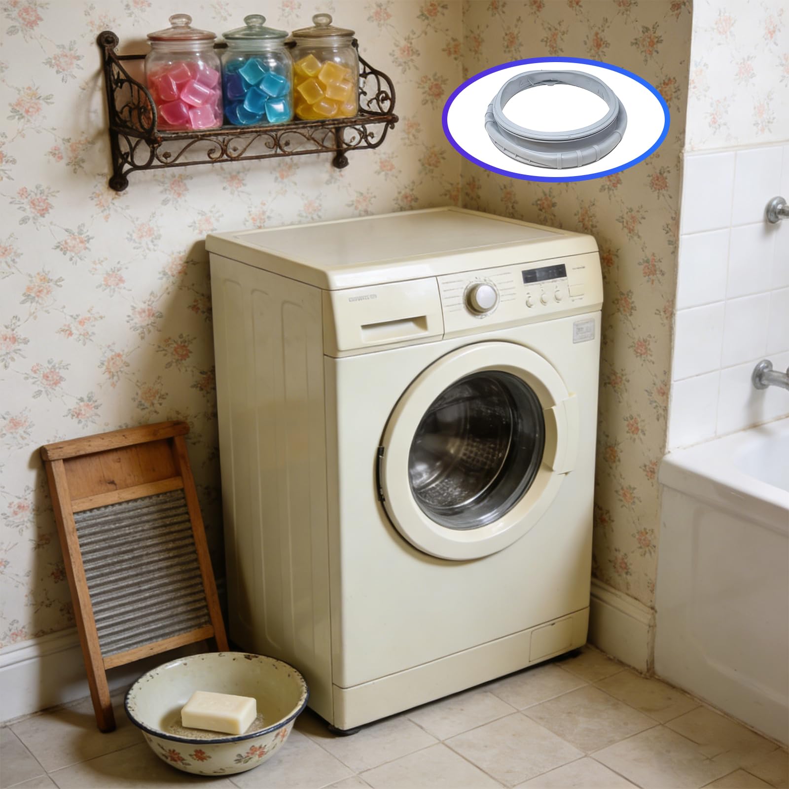Lavadora Lavadora de Puerta para protección de máquinas, supresión de Ruido y prevención de daños a la Ropa en ciclos, Junta de Puerta