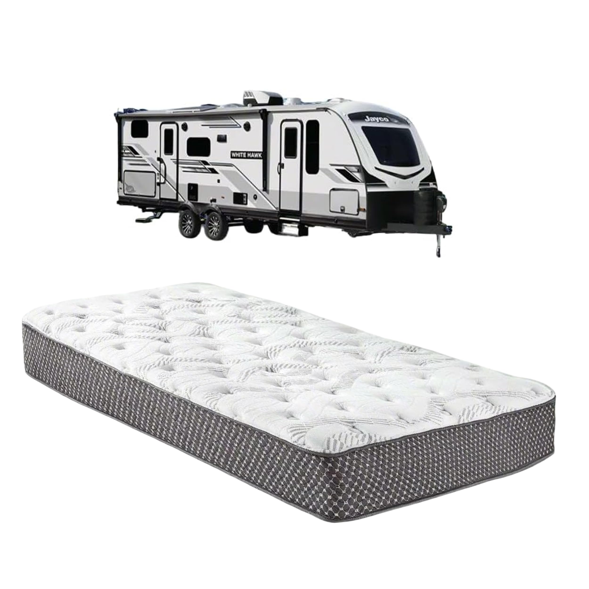 WanderRest Cool Hybrid 10” RV Mattress, Twin 38x75, Medium, Cooling Gel Memory Foam & Pocketed Coil Mattress for RV, Camper, or Travel Trailer, Made