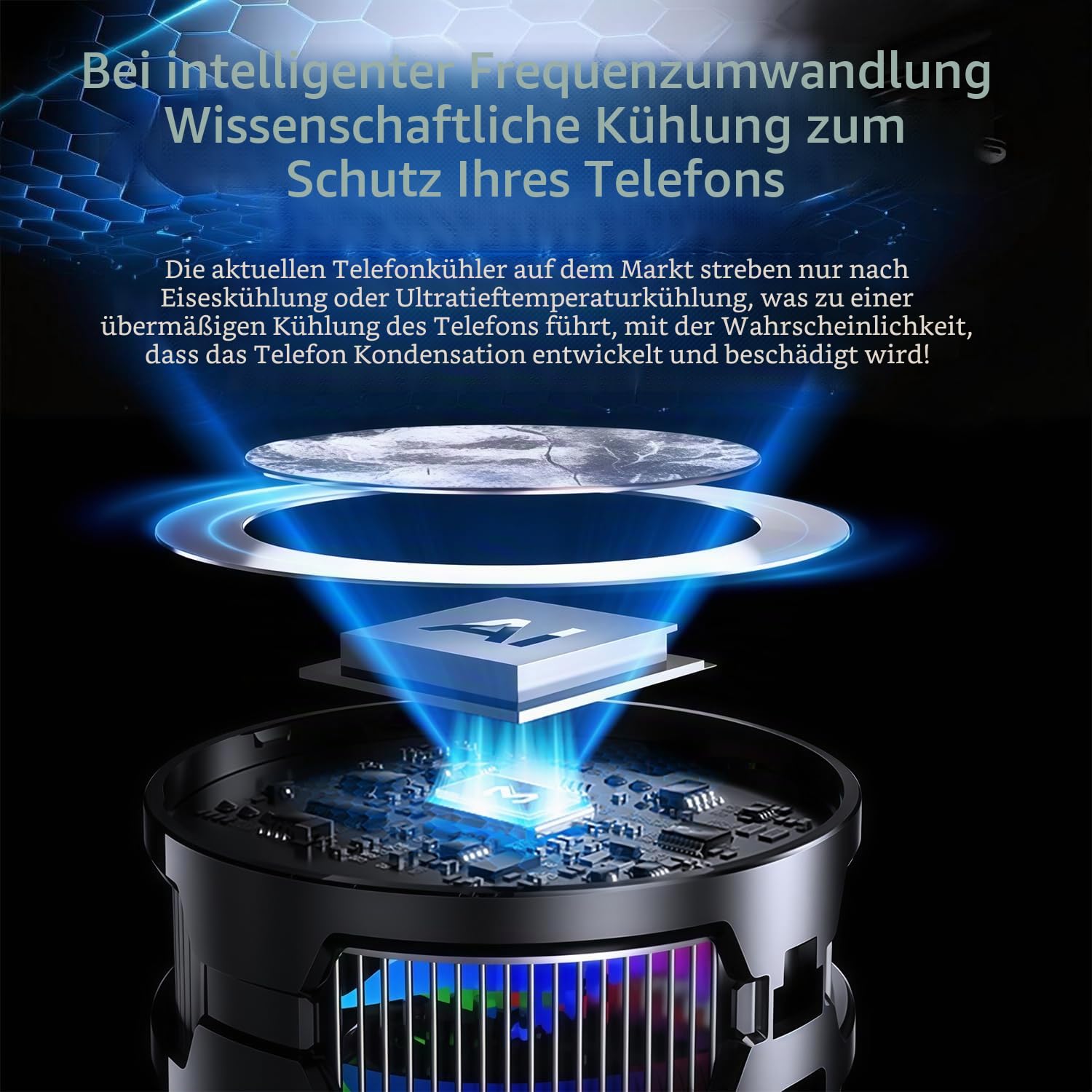 Magnetischer Handy-Kühler für Gaming, Handy-iPhone-Ventilator für heißes Wetter, tragbarer RGB-Handyhülle, Ventilador para Telefono iPad, halten Sie das Telefon kühl, für iPhone/Android-Serie