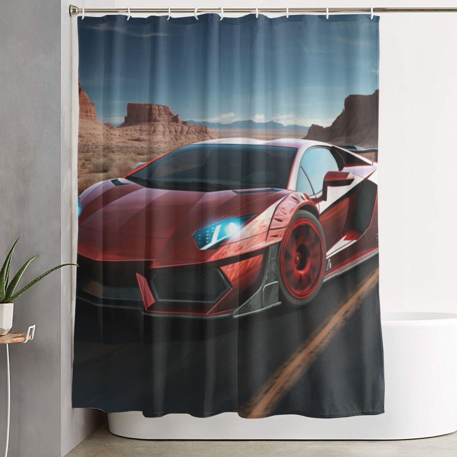 Rideau de douche voiture de course rouge épais pour stopper l'eau sur le carrelage
