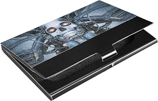 ALAZA Capa com suporte de cartão de visita divertida de ficção científica Cyberpunk para mulheres, homens, couro sintético e porta-cartões de nome de metal com clipe