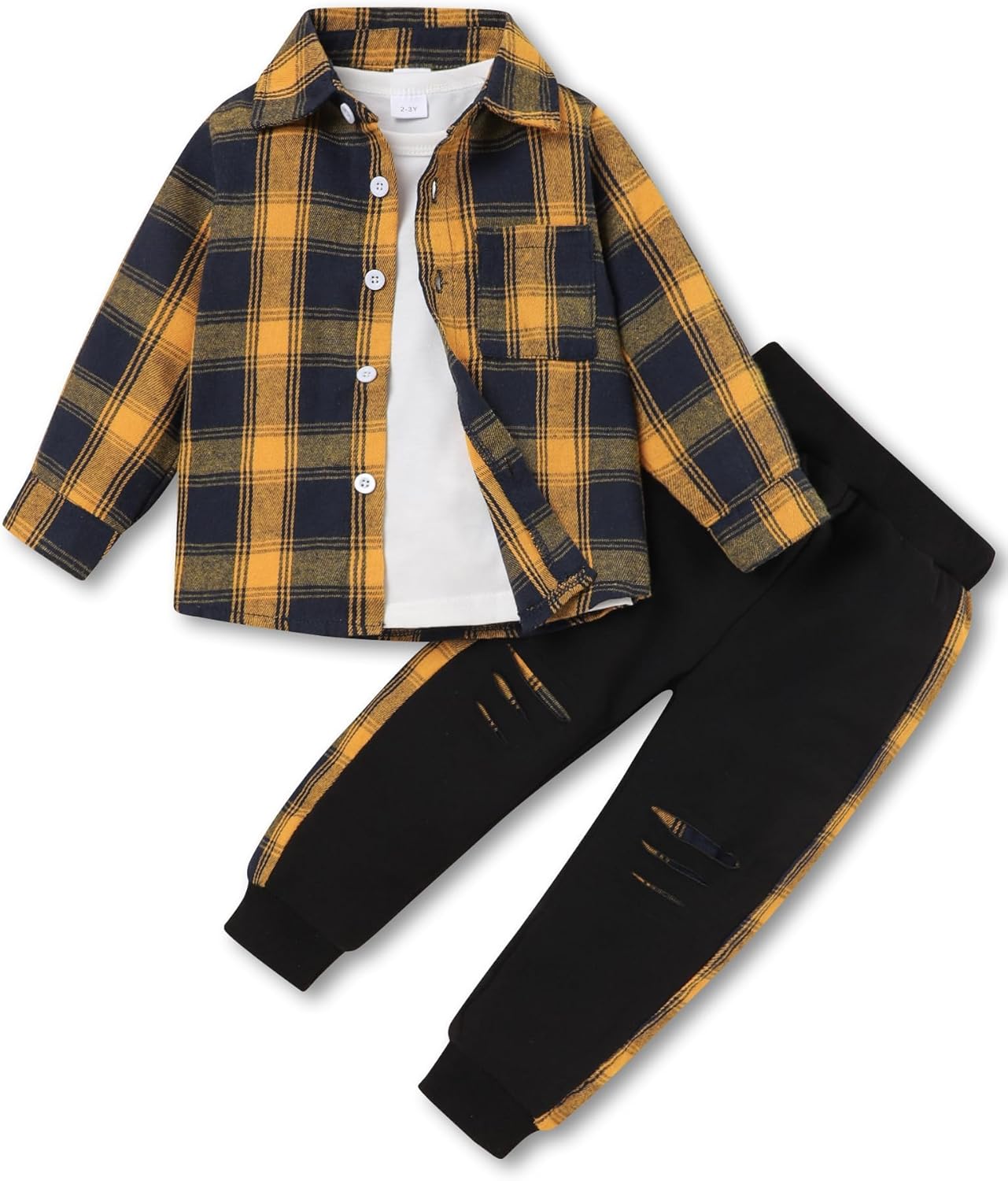 3Pcs Toddler Boy Clothes Botton Down Shirt and T-Shirt with Pants Toddler Boys Winter Clothes