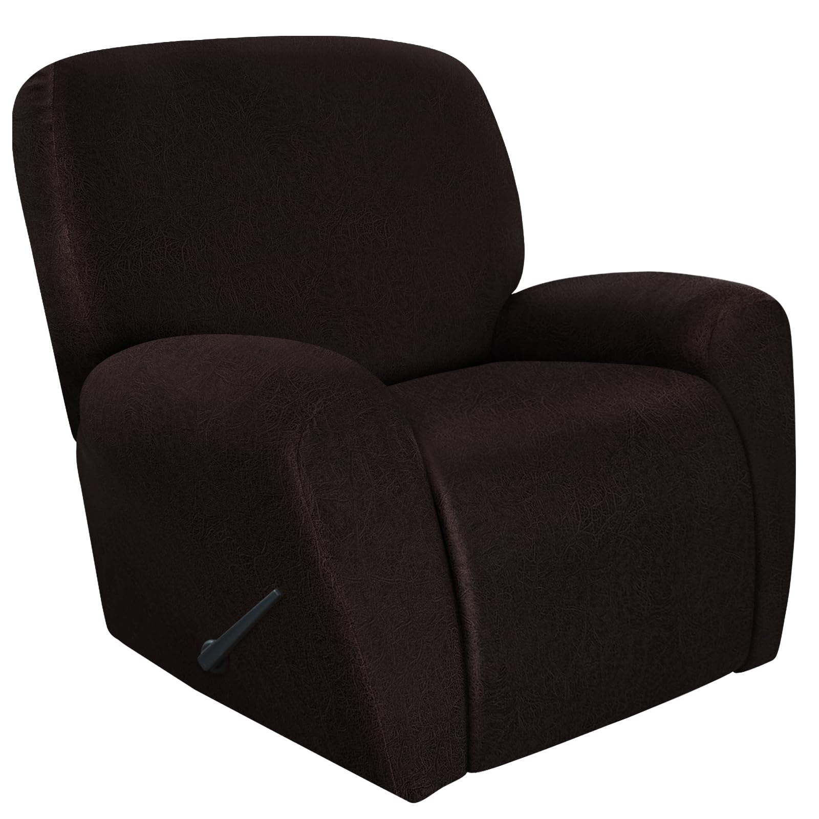 ANARACHON Recliner Chair Covers Leather Look, 4 Pieces Recliner Covers Non Slip, Soft Slipcovers for Large Recliners, Furniture Protector Washable for Pets (1 Seater, 05 Chocolate)