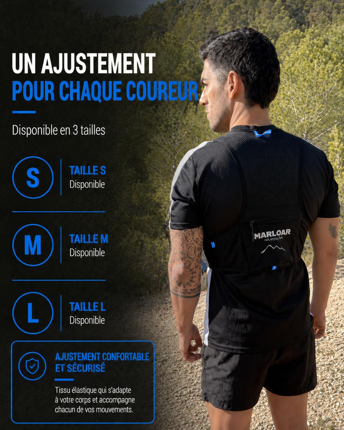 Gilet hydratation - Sac hydratation Running, 2 flasques Souples 500ml incluses, léger et Respirant, Trail et Course à Pied