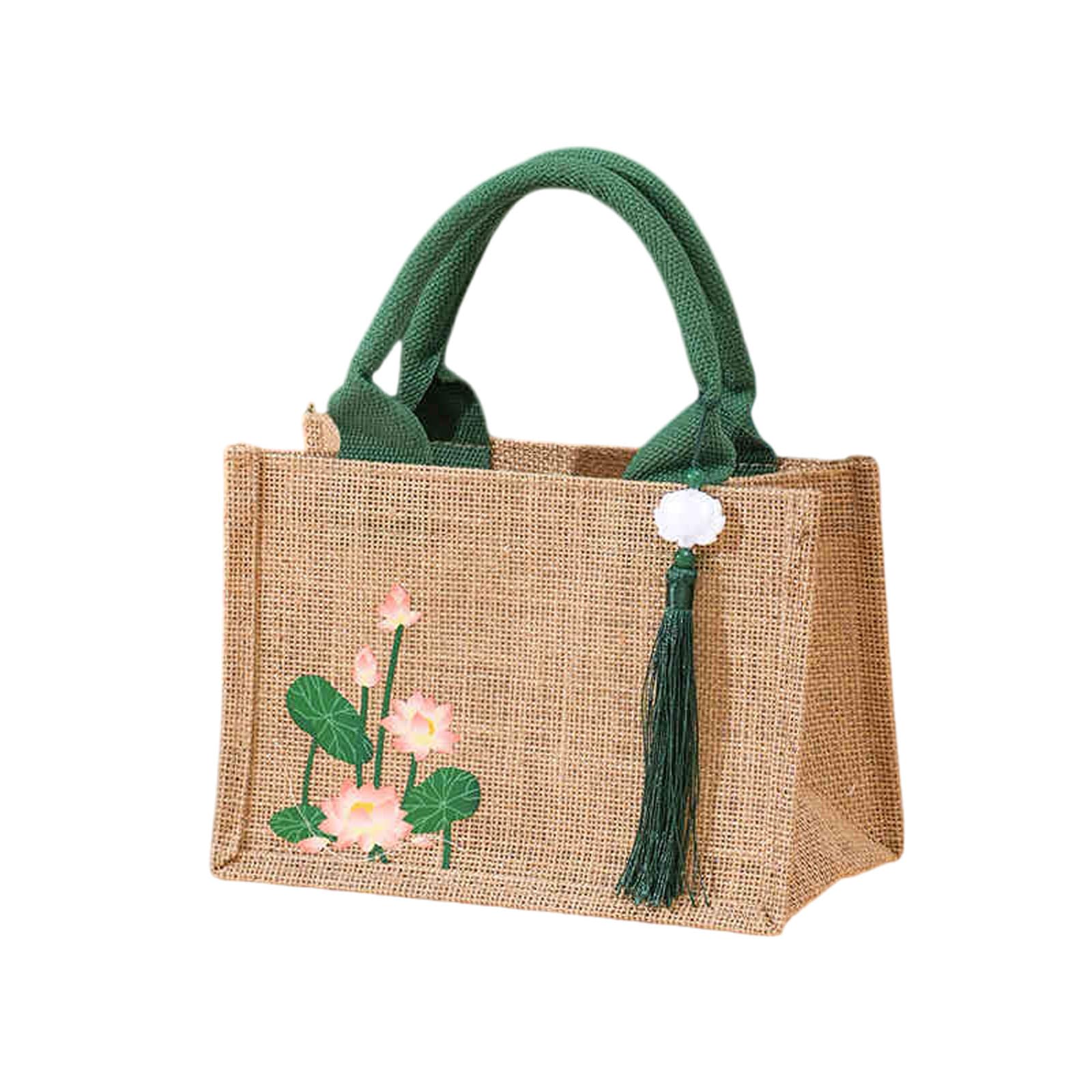 Enigmaire Natural Jute Shopper Bag,Reusable Jute Gift With Handles,Jute Beach Bag For Women,Jute Hessian Shopping Bag,Water Resistant,With Padded Handles,For Bridesmaid,Wedding,Shopping,Travel