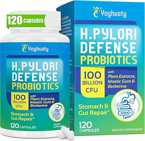 H. Pylori Defense Probióticos 100 mil millones de UFC, Lactobacillus Reuteri, goma mastica, berberina, carnosina de zinc, té verde, para gastritis,