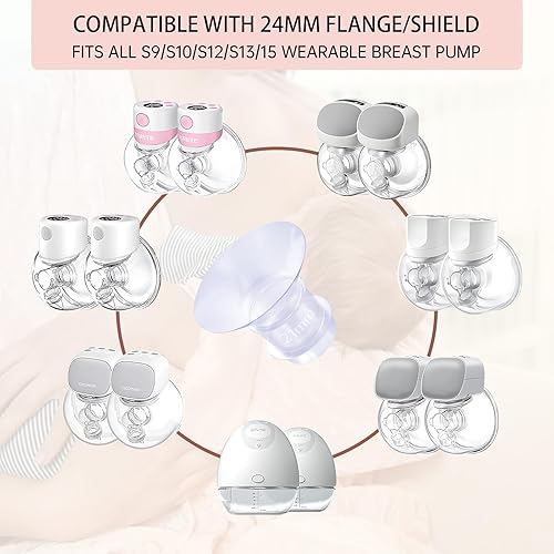 Miniatura 3 de Aulecoo 6 piezas de inserción de brida de 0.59 pulgadas, compatible con Momcozy S12S12proS9S9proTSRETESpectraMedela 0.945 in escudos de extractor de