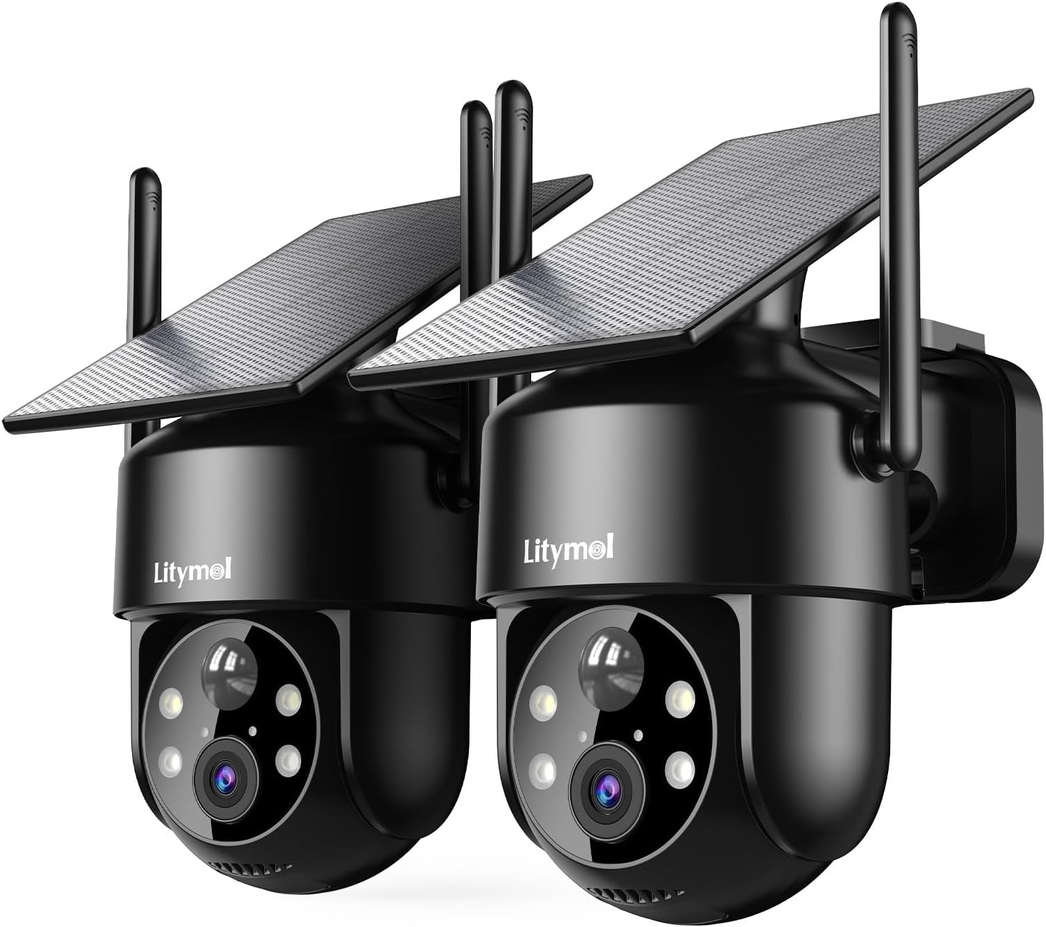 Cámaras solares de seguridad 2K, visión 360, inalámbricaspara exterioresvisión nocturna a color, detección de IA, audio de 2 vías, alarma de sirena,