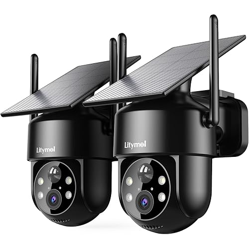 2K Solar Cameras for Home Security, 360° View Security Cameras Wireless Outdoor, Color Night Vision, Siren Alarm, 2-Way Audio, AI Detection, SD/Cloud Storage, 2.4GHz WiFi