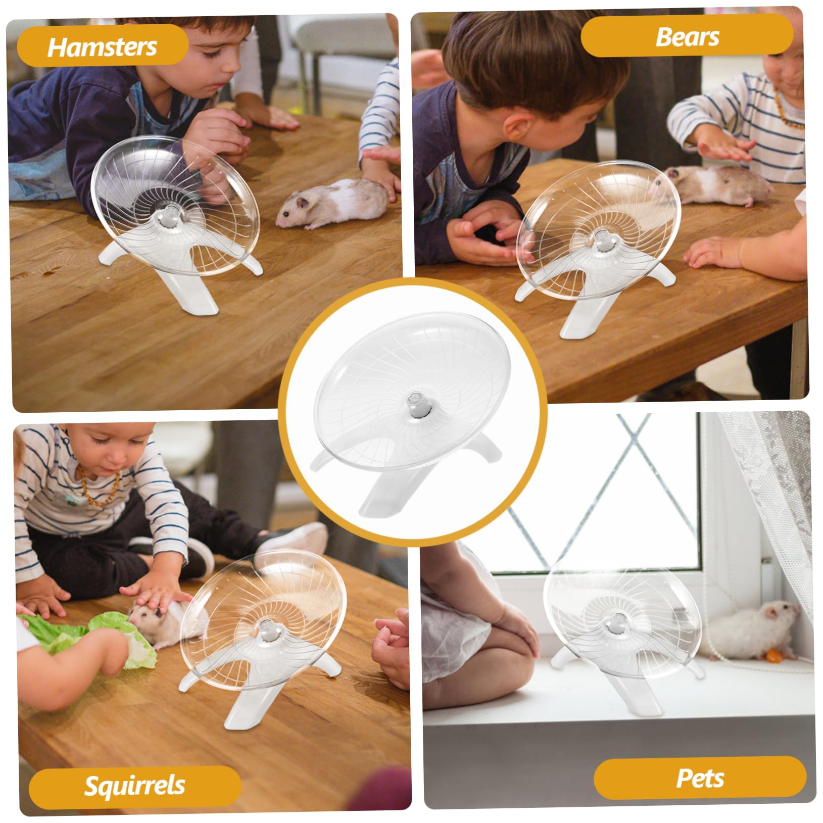 BESPORTBLE 3piezas Rueda De Ejercicio Silenciosa para Hámster Rueda Interactiva para Roedores como Chinchillas y Jerbos Juguete De Actividad con Base para Mascotas Pequeñas