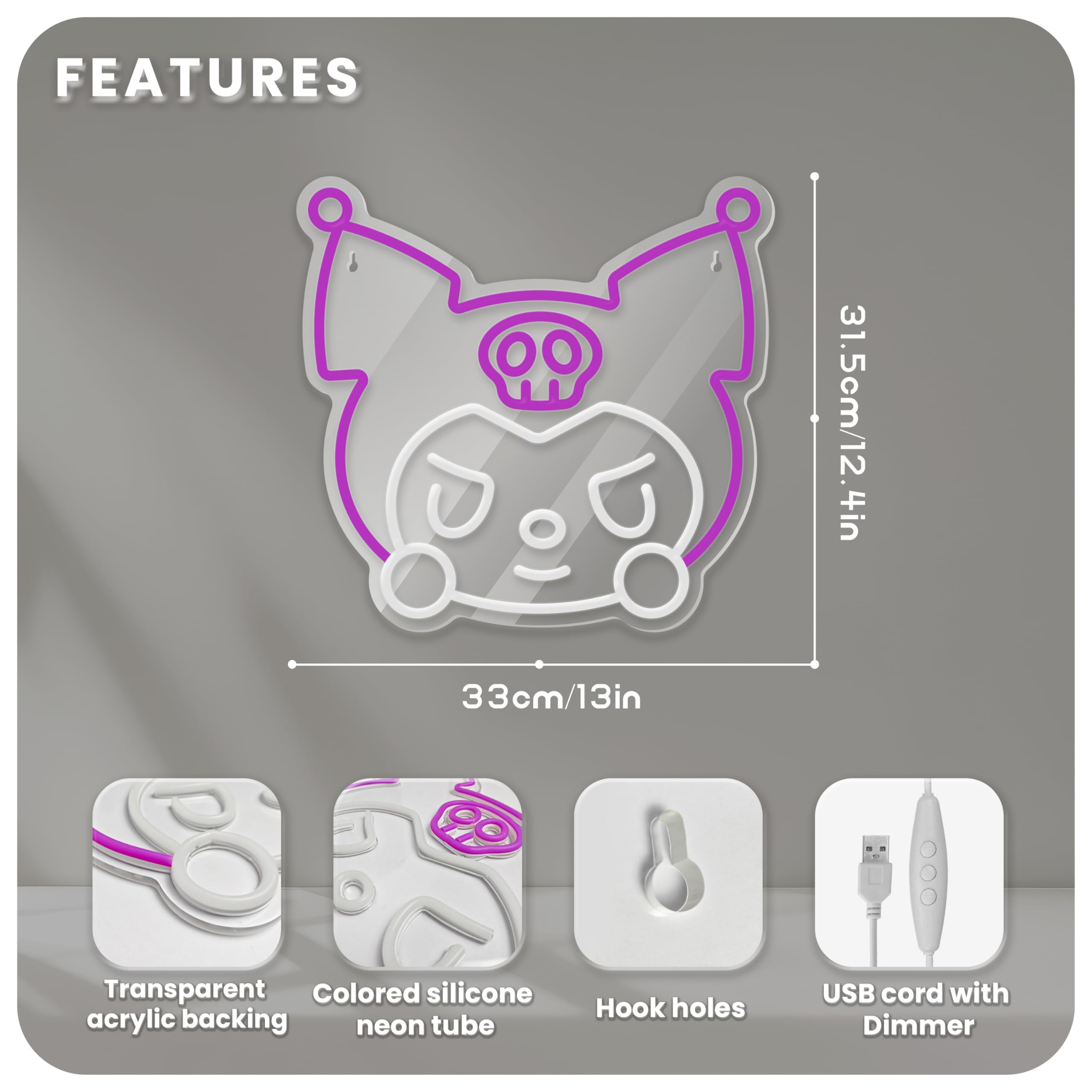 【新品】クロミ ネオンライト USB 部屋映え 推し活 Amazon.co.jp: アニメクロミネオンサイン、壁装飾用のかわいいネオン