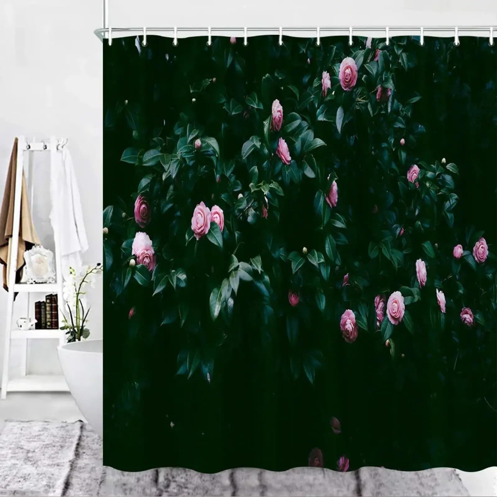 Rideau de douche à fleurs en tissu de qualité supérieure décoration florale de salle de bain