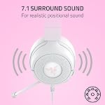 Razer Kraken Kitty V3 X Casque de jeu filaire: Oreilles Kitty - HyperClear Mic cardioïde - 40 mm Conducteurs - 7.1 Surround Sound - Coussins d'oreille confortables - Forme croisée via 3.5mm PC, PS5, Xbox, Commuter 2 - blanc