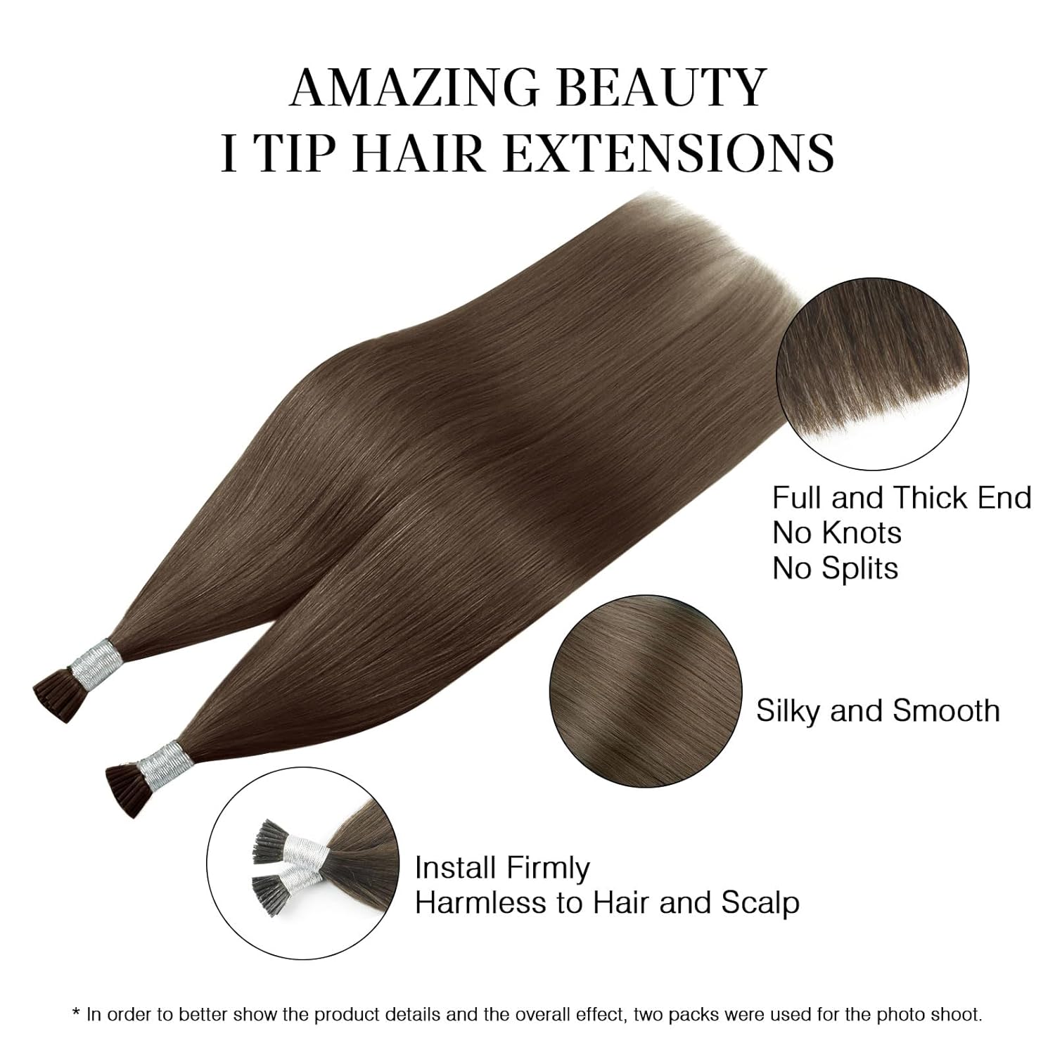 ABH AmazingBeauty Hair 20 Inch I Tip Extensions Human Hair Color 4 Chocolate Brown I Tip Hair Extensions 50 Grams 50strands Cold Fusion Hair Extensions Human Hair Silky Straight