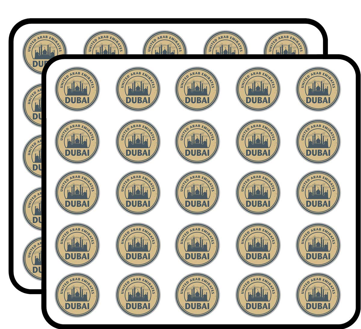 Dubai United Arab Emirates Stamp Art Decorative Scrapbooking Sticker Waterproof Vinyl Stickers for Water Bottle, Laptop & Phone Case – 50 Pack