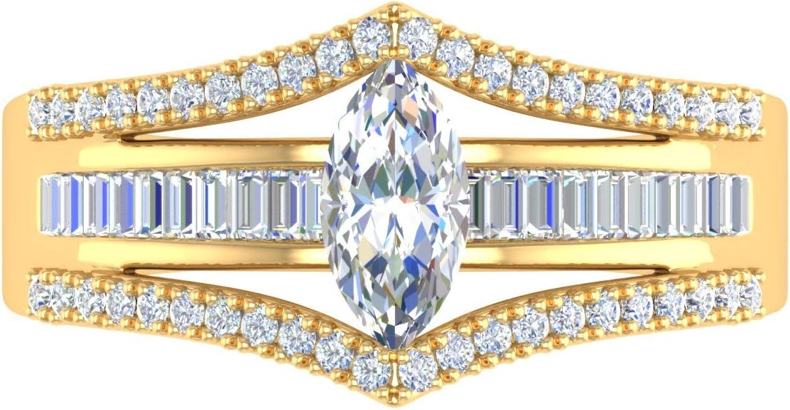 1 Carat Diamond Engagement Ring Band in 14K Yellow Gold