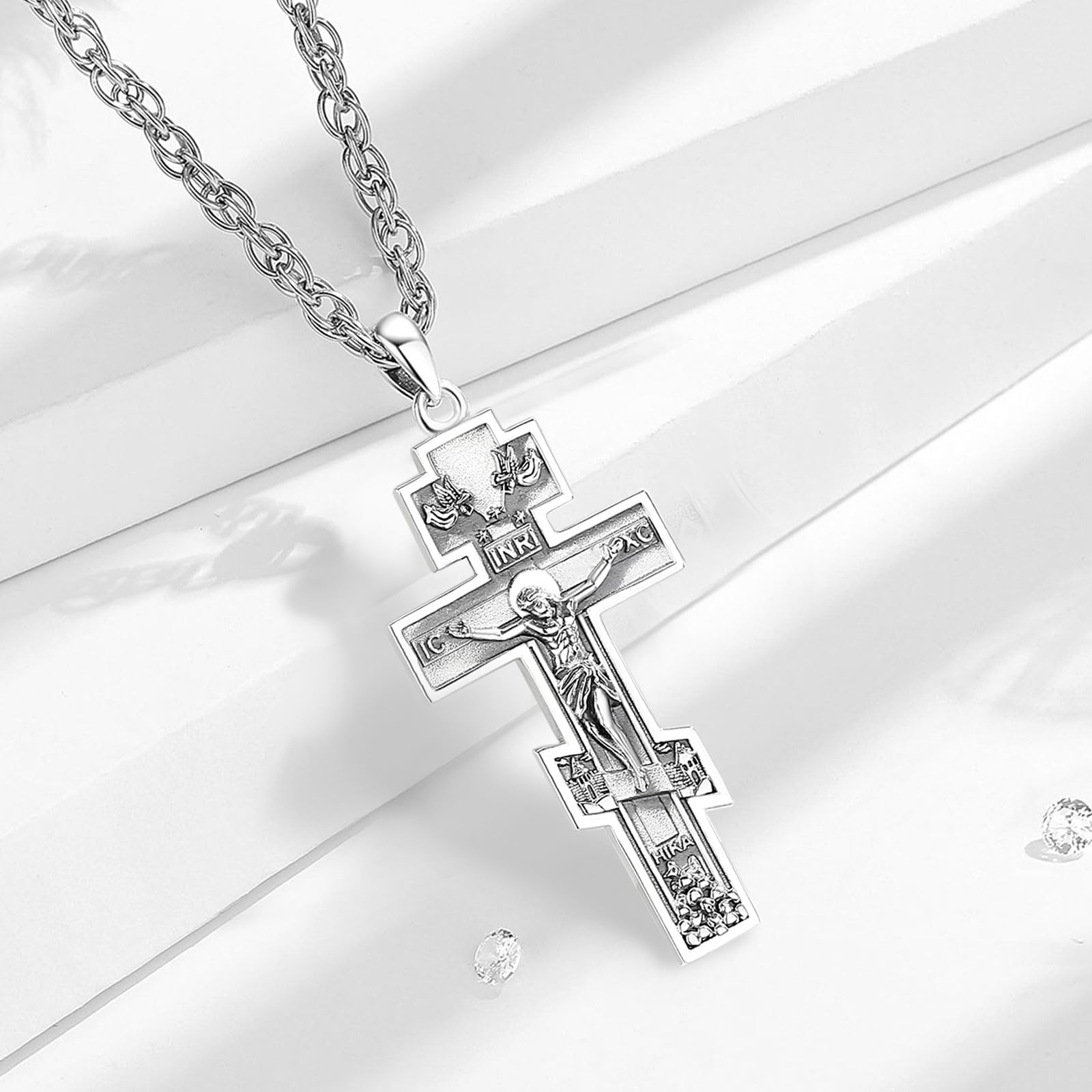 CELESTIA Kreuz Anhänger Heiliger Christophorus Erzengel Michael Heilige Drei Könige Kruzifix Kette Silber 925 Christliche Schmuck Geschenke Frauen Mann