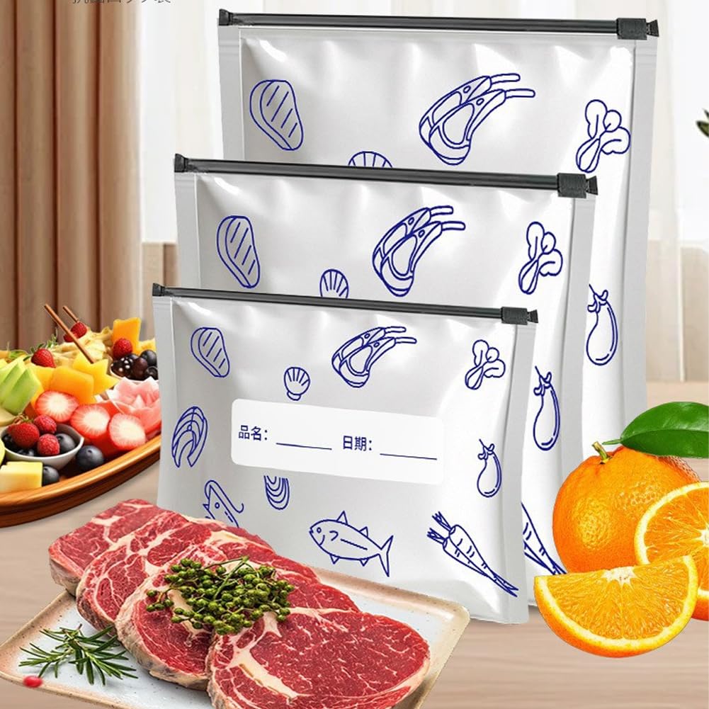 30 bolsas de almacenamiento reutilizables de papel de aluminio sellables, bolsas de papel de aluminio con etiqueta y cierre de cremallera, 3 tamaños, bolsas sellables de papel de aluminio, a prueba de